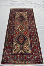 Small Afghan rug 2x4ft, Turkmen Handwoven Wool Area Rug, Small Hallway Runner, Vegetable Dyed Rug, Perfect for Home Entrance Way, Corridor