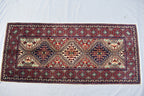 Small Afghan rug 2x4ft, Turkmen Handwoven Wool Area Rug, Small Hallway Runner, Vegetable Dyed Rug, Perfect for Home Entrance Way, Corridor