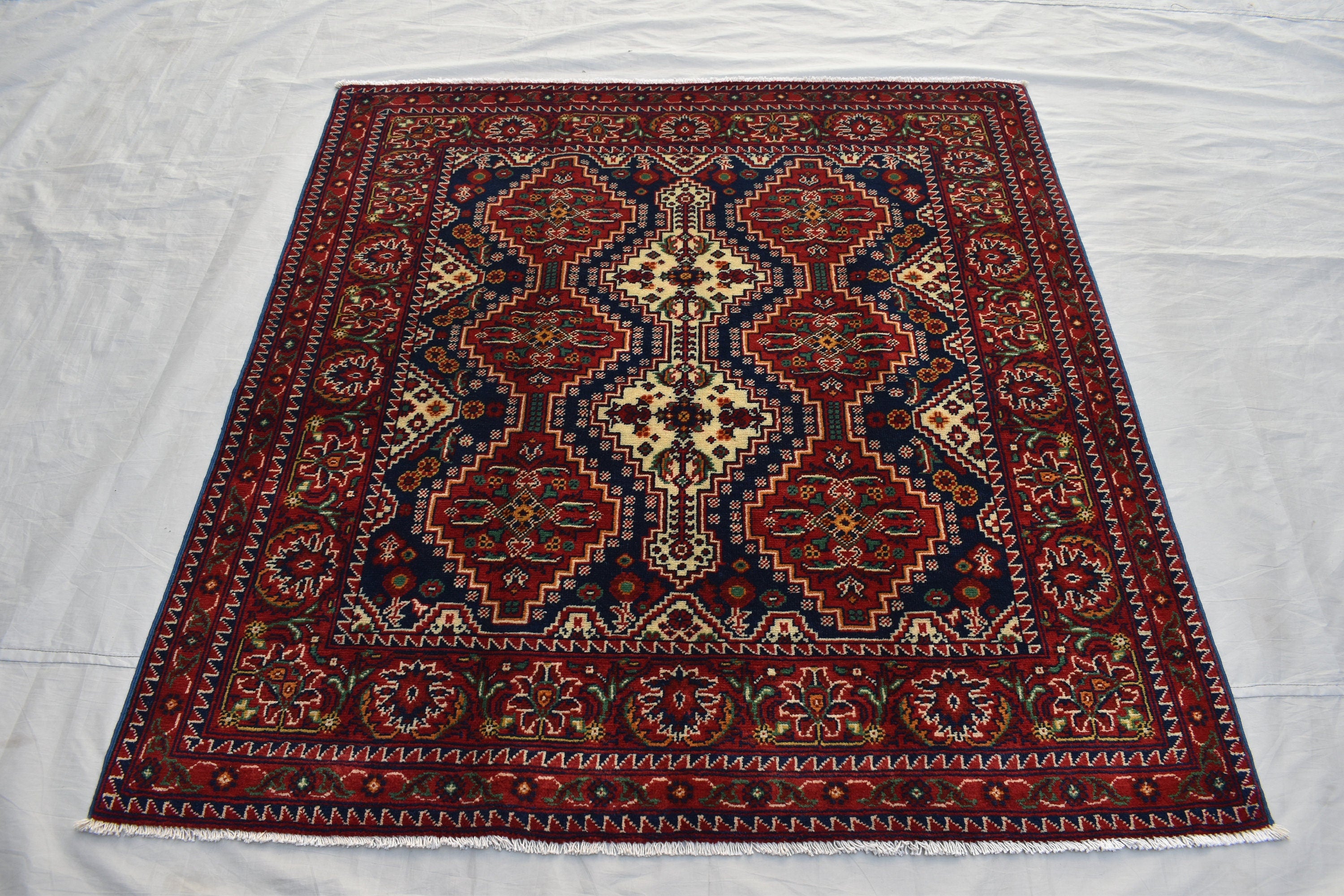 Square rug, 4.5 x 4.2 Ft, Beautiful Handmade Afghan Rug, Oriental Square Area Rug, High Quality rug, 100% Handspun Wool rug, free shipping