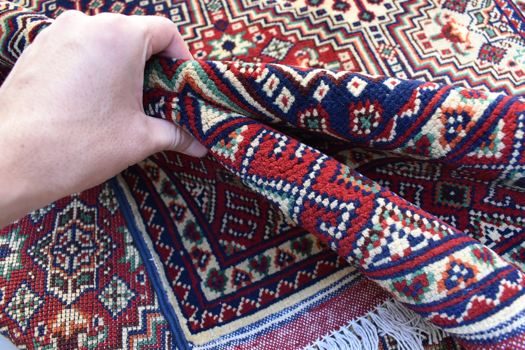 Squair rug 4x5Ft, Top Quality Gorgeous, Handmade Afghan rug, Afghan Turkmen, 100%Wool, Oriental rug, Rug for Living Room, Bedroom Rug