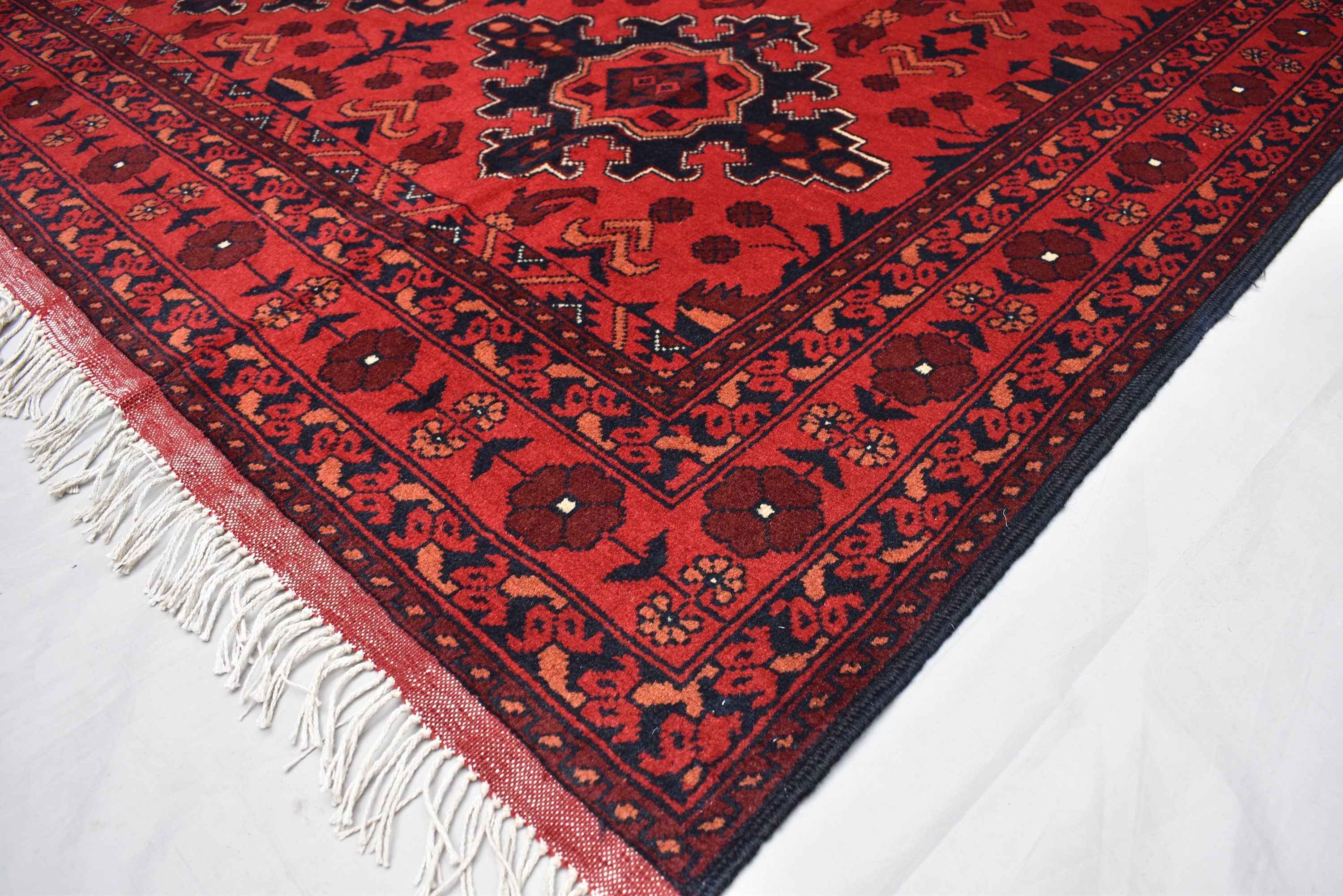 7x10 Vintage Red Handmade Afghan Bukhara Wool Rug, Rustic Home Decor, Rug for Living Room, Bedroom Rug, Vintage Tribal Area Rug 6.6x9.5 ft
