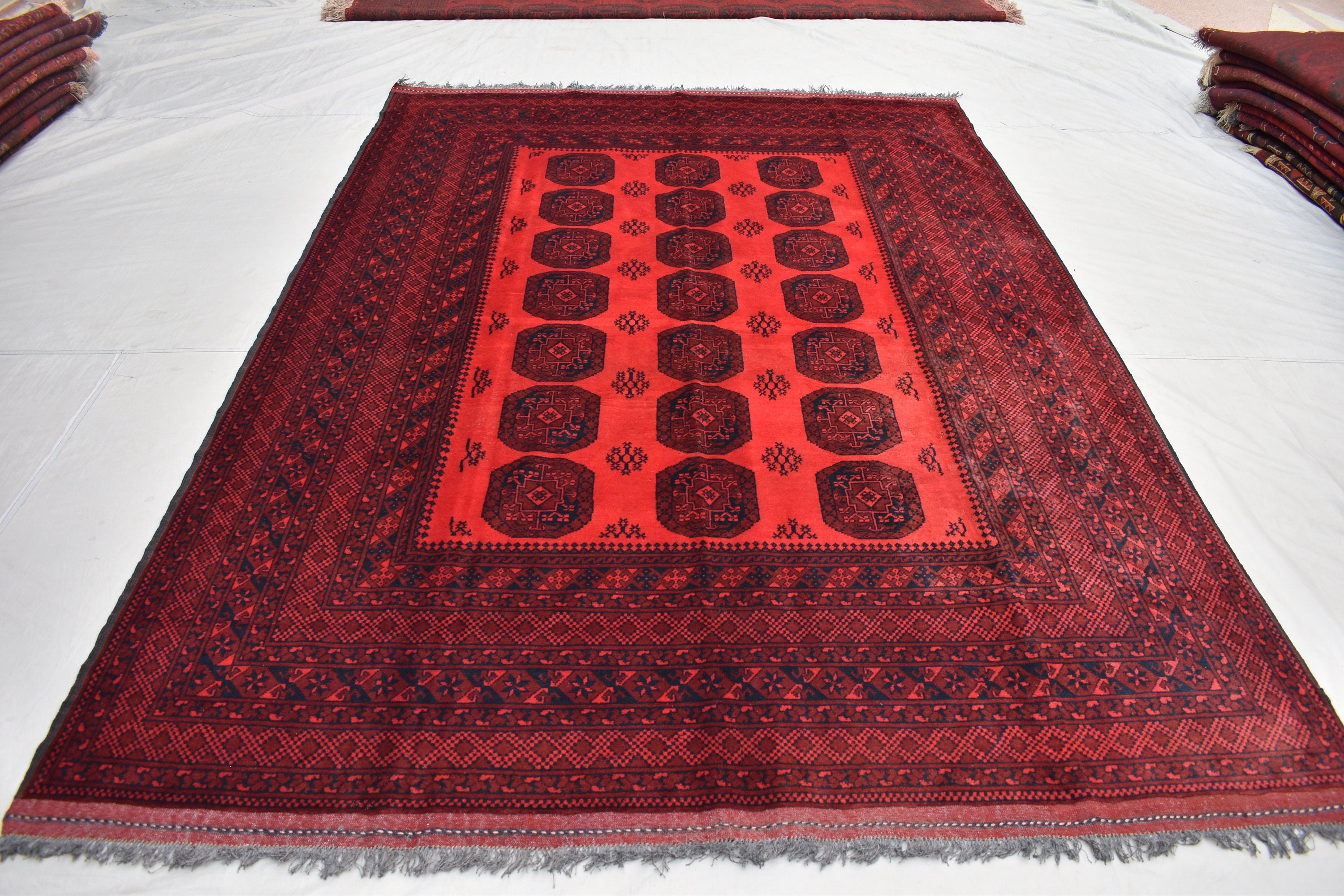 7x10ft, Afghan Elephant Foot Gul Antique Rug Turkmen Pile Pattern Bedroom Hand knotted rug Free shipping Discounted Area & Floor rug