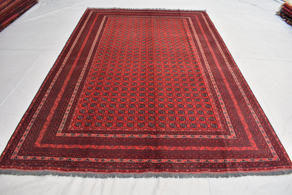 7x10 Hoja Roshnai Hand knotted Area Rug, Afghan Traditional Rug, Oriental Rug, Rug for Living Room, Bedroom Rug, soft and Rich Red 9.9x6.6 f