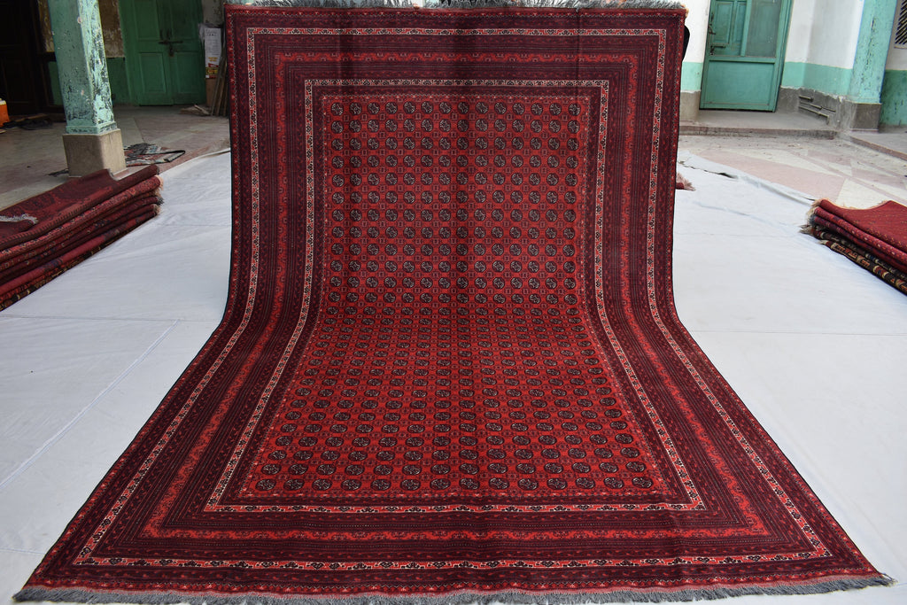 7x10 Hoja Roshnai Hand knotted Area Rug, Afghan Traditional Rug, Oriental Rug, Rug for Living Room, Bedroom Rug, soft and Rich Red 9.9x6.6 f
