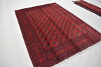 7x10 Vintage Ahal Gul Afghan Tribal Handwoven Rug, Rich Red Rug, Top Quality Premium Rug, Rug for Living Room, Dining Room Rug 9.7x6.8 ft