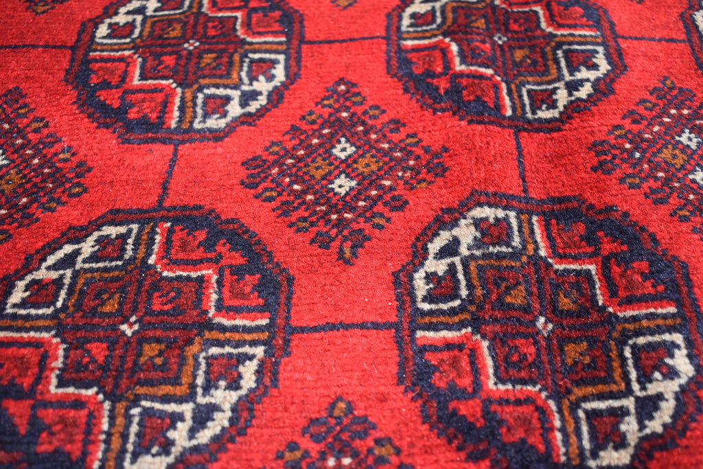 7x10 Vintage Ahal Gul Afghan Tribal Handwoven Rug, Rich Red Rug, Top Quality Premium Rug, Rug for Living Room, Dining Room Rug 9.7x6.8 ft