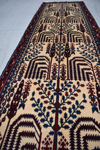 9.7 x 2.10 Ft Afghan Tree Of Life Hallway Rug Bokhara Beljik Corridor Runner Rug Turkmen Handmade Runner Wool Rug Vintage Runner Rug