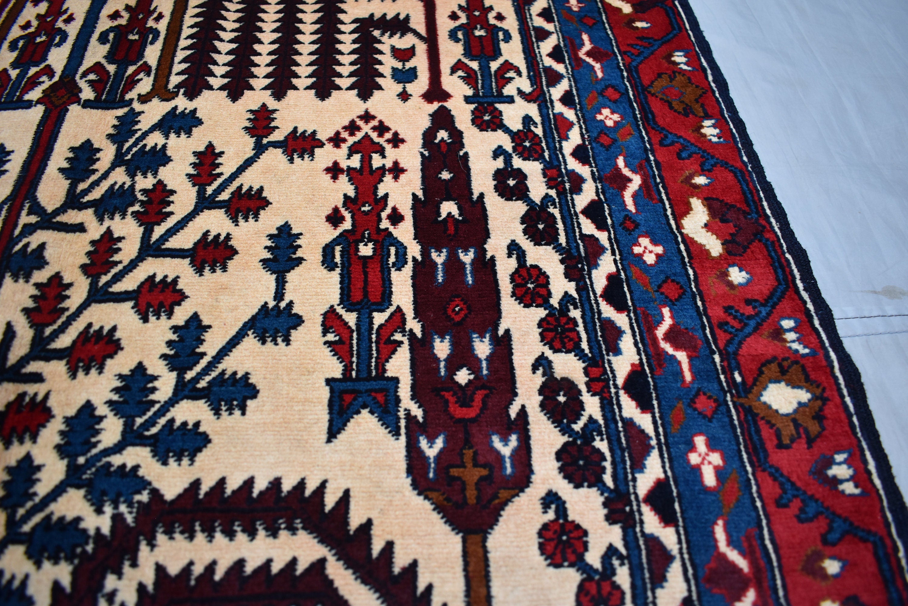 9.7 x 2.10 Ft Afghan Tree Of Life Hallway Rug Bokhara Beljik Corridor Runner Rug Turkmen Handmade Runner Wool Rug Vintage Runner Rug