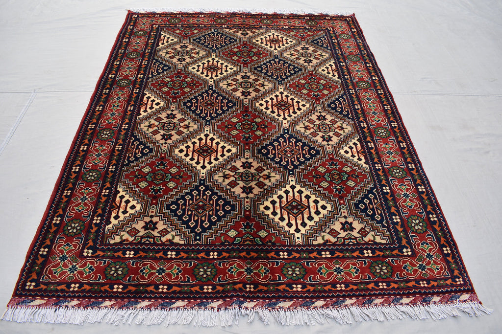 6.8 x 5.0 Ft Afghan Rug Top Quality Oriental Rug Gorgrous Hand Knotted Wool Natural Veg Dye Turkmen Tribal Bukhara Living Room Rug