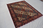 6.8 x 5.0 Ft Afghan Rug Top Quality Oriental Rug Gorgrous Hand Knotted Wool Natural Veg Dye Turkmen Tribal Bukhara Living Room Rug