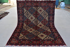 6.8 x 5.0 Ft Afghan Rug Top Quality Oriental Rug Gorgrous Hand Knotted Wool Natural Veg Dye Turkmen Tribal Bukhara Living Room Rug