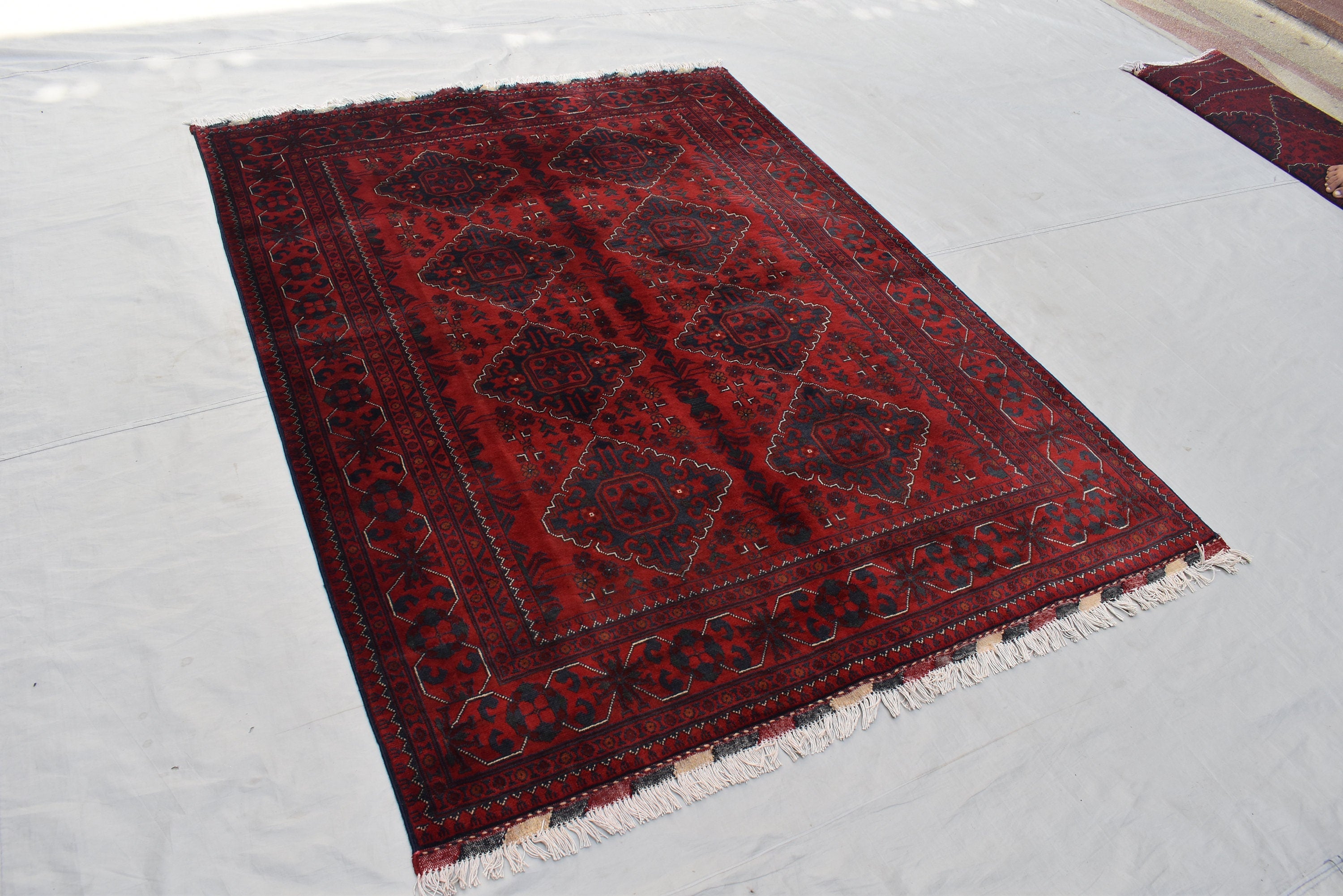 5x7 Handmade Afghan Carpet Gorgeous Rug Turkmen Tribal Traditional 100% Wool Rug Bokhara Rug Living Room Area Oriental Rug