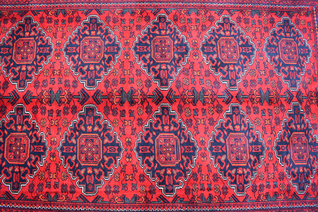 4'10x6'8 Afghan Handmade Khal Mohammadi Rug, Turkmen Wool Geometric Rug, Rustic Home Decor, Bedroom Rug, Living Room Rug 203x145 cm