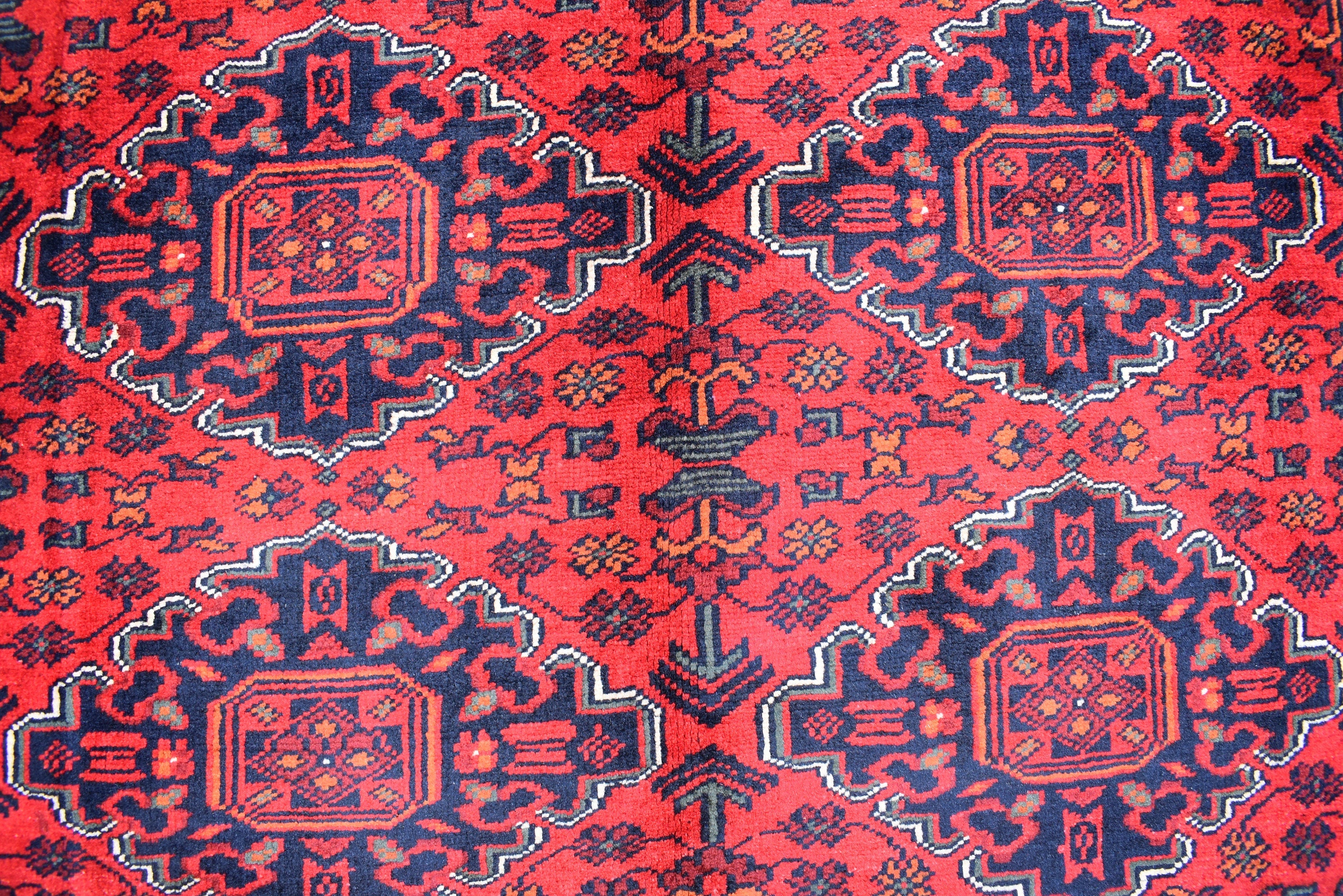 4'10x6'8 Afghan Handmade Khal Mohammadi Rug, Turkmen Wool Geometric Rug, Rustic Home Decor, Bedroom Rug, Living Room Rug 203x145 cm