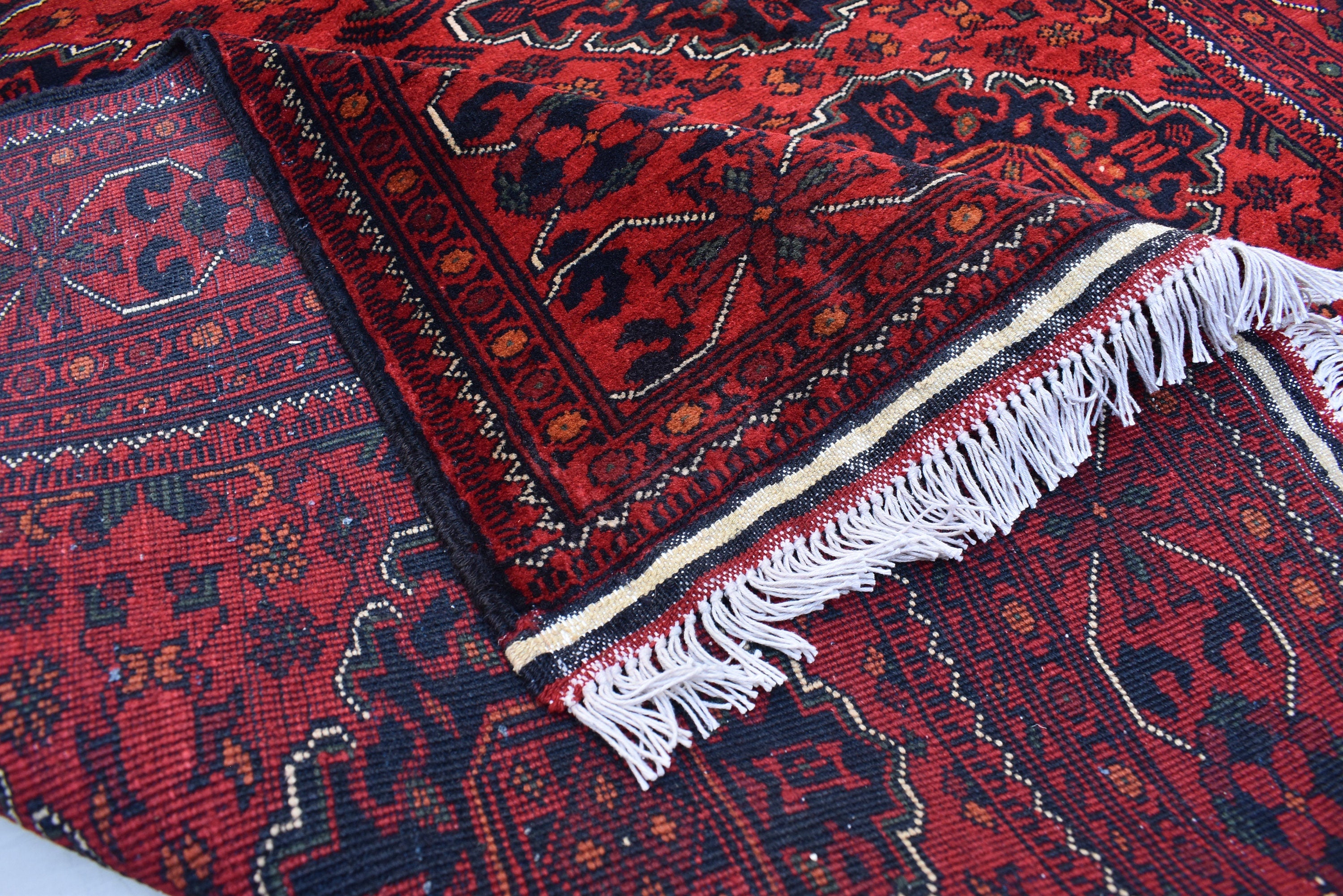 4'10x6'8 Afghan Handmade Khal Mohammadi Rug, Turkmen Wool Geometric Rug, Rustic Home Decor, Bedroom Rug, Living Room Rug 203x145 cm