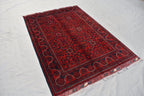 6x4 Handmade Bukhara Afghan Rug, Geometric Wool Persian Style Rug, Medium Size Rug For Home, Perfect For Bedroom, Boho Home Decor 5.11x4.0
