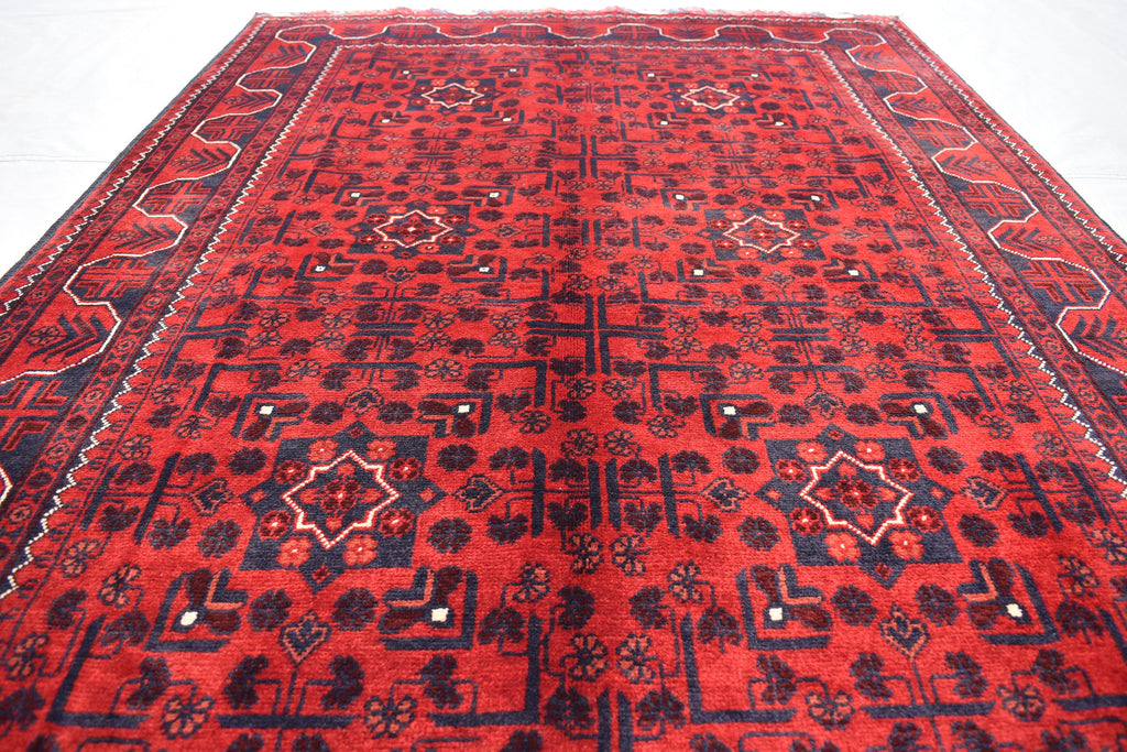 6x4 Handmade Bukhara Afghan Rug, Geometric Wool Persian Style Rug, Medium Size Rug For Home, Perfect For Bedroom, Boho Home Decor 5.11x4.0