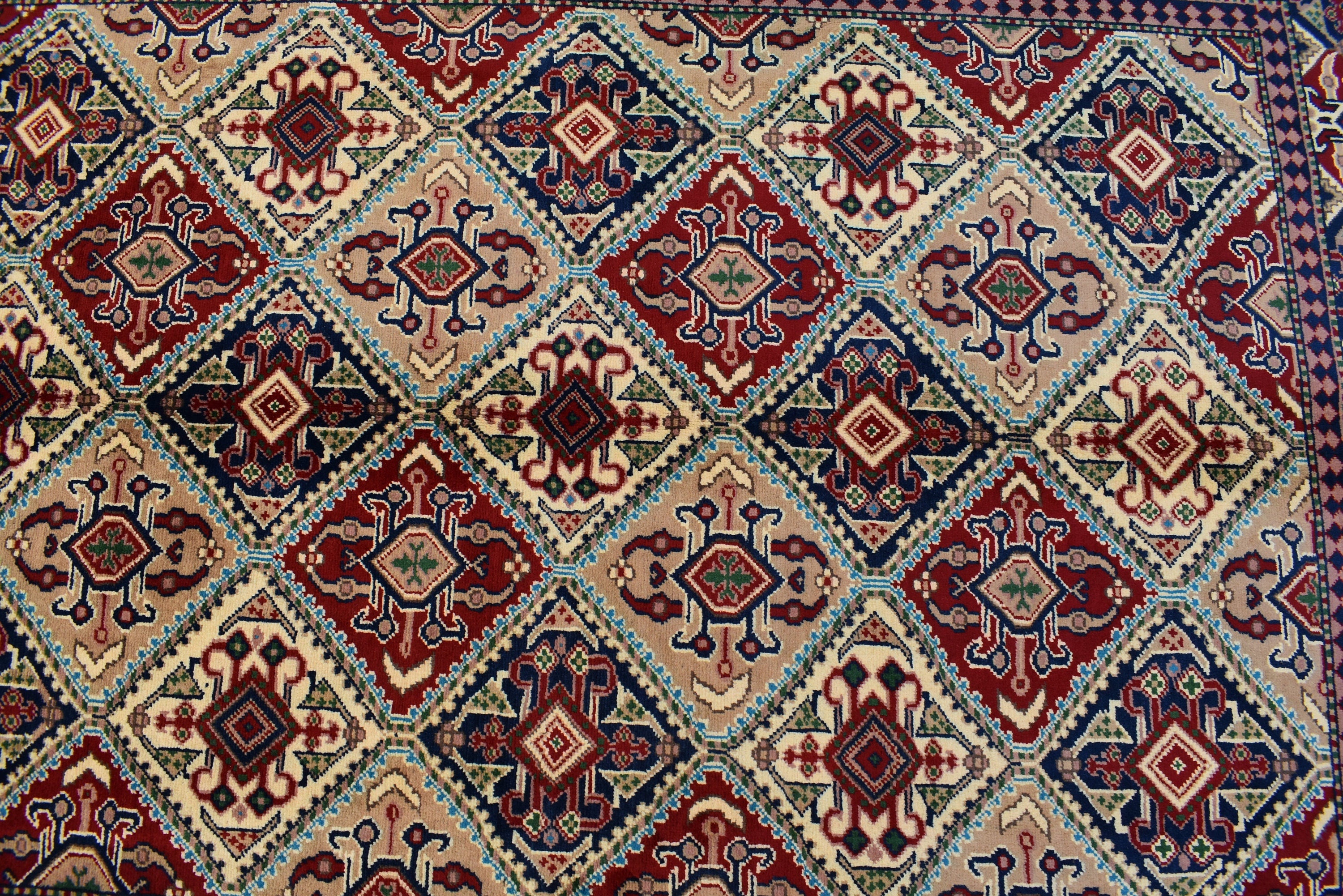 5x7 Multi Colored Turkoman Oriental Soft Wool Rug- Afghan Hand Knotted Boho Design Area Rug- 150x200 cm Organic Wool Pile Living Room Rug