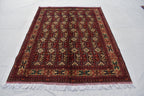 5x7Ft, Afghan Geometric Wool Rug – Hand-Knotted Turkmen Area Carpet, Oriental Living Room or Dining Room Rug, Boho Area Rug 200x150 cm