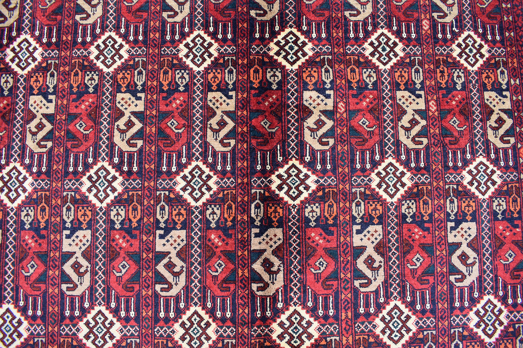 5x7Ft, Afghan Geometric Wool Rug – Hand-Knotted Turkmen Area Carpet, Oriental Living Room or Dining Room Rug, Boho Area Rug 200x150 cm