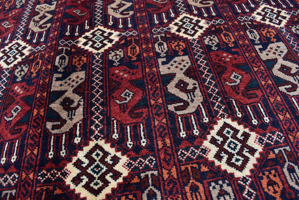 5x7Ft, Afghan Geometric Wool Rug – Hand-Knotted Turkmen Area Carpet, Oriental Living Room or Dining Room Rug, Boho Area Rug 200x150 cm