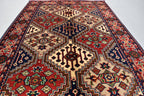 3x7Ft, Red Afghan Hand Knotted Hallway Rug-Geometric Pattern Runner rug-200x100 cm Turkmen Bokhara Runner Rug For Entry way-Kitchen Rug