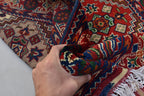 3x7Ft, Red Afghan Hand Knotted Hallway Rug-Geometric Pattern Runner rug-200x100 cm Turkmen Bokhara Runner Rug For Entry way-Kitchen Rug
