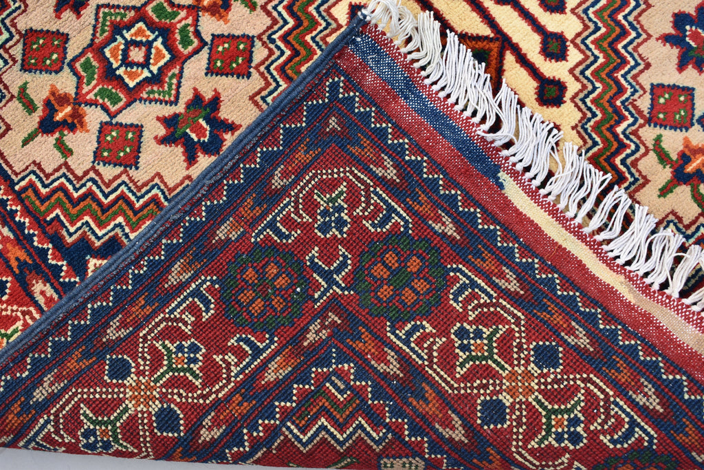 3x7Ft, Red Afghan Hand Knotted Hallway Rug-Geometric Pattern Runner rug-200x100 cm Turkmen Bokhara Runner Rug For Entry way-Kitchen Rug