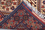 3x7Ft, Red Afghan Hand Knotted Hallway Rug-Geometric Pattern Runner rug-200x100 cm Turkmen Bokhara Runner Rug For Entry way-Kitchen Rug
