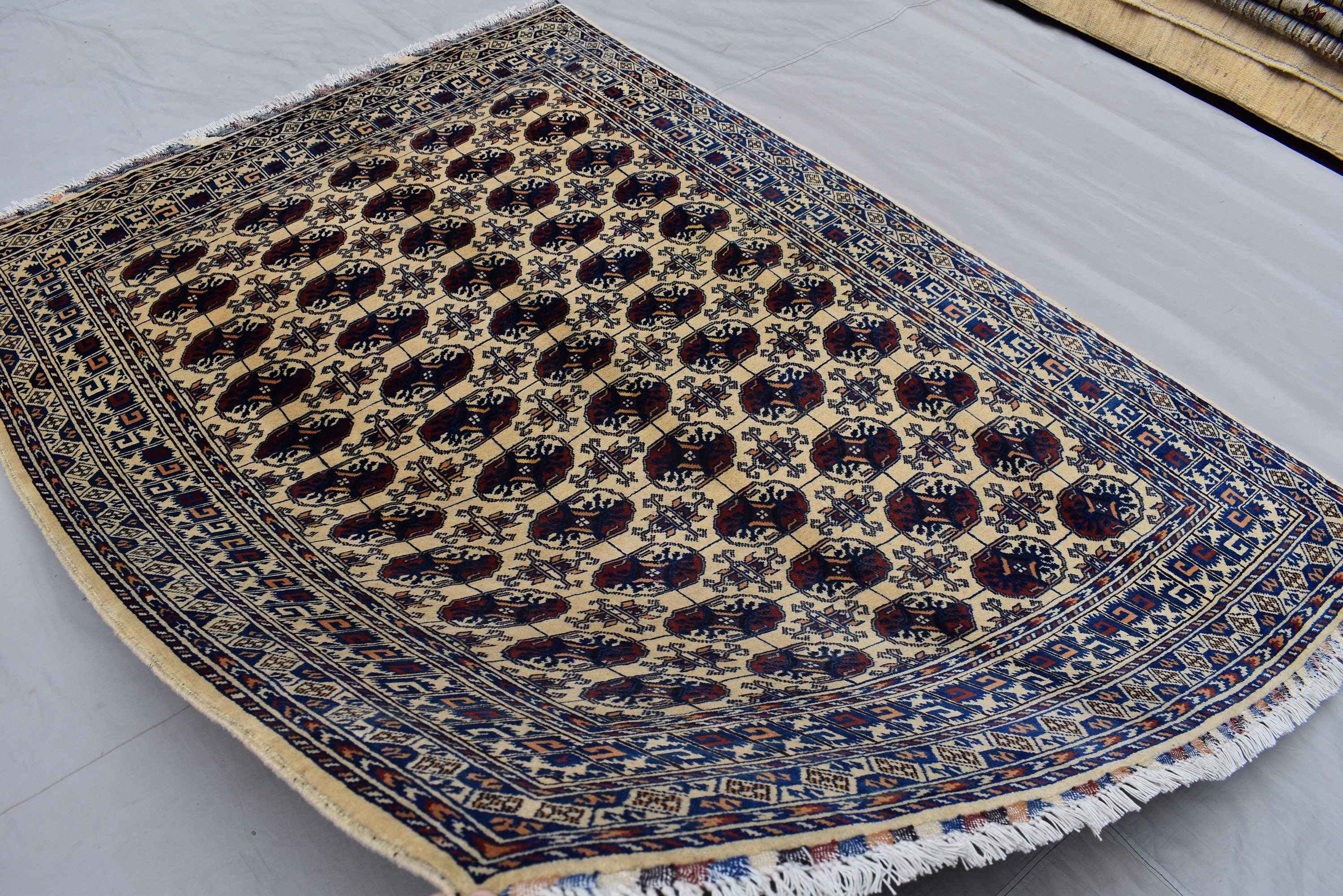 5x7Ft, Afghan Handmade Tribal Rug, Turkmen Wool Area Rug, High Pile Rug, Perfect for Living Room, Bedroom Rug, Oriental Pattern 207x152 cm