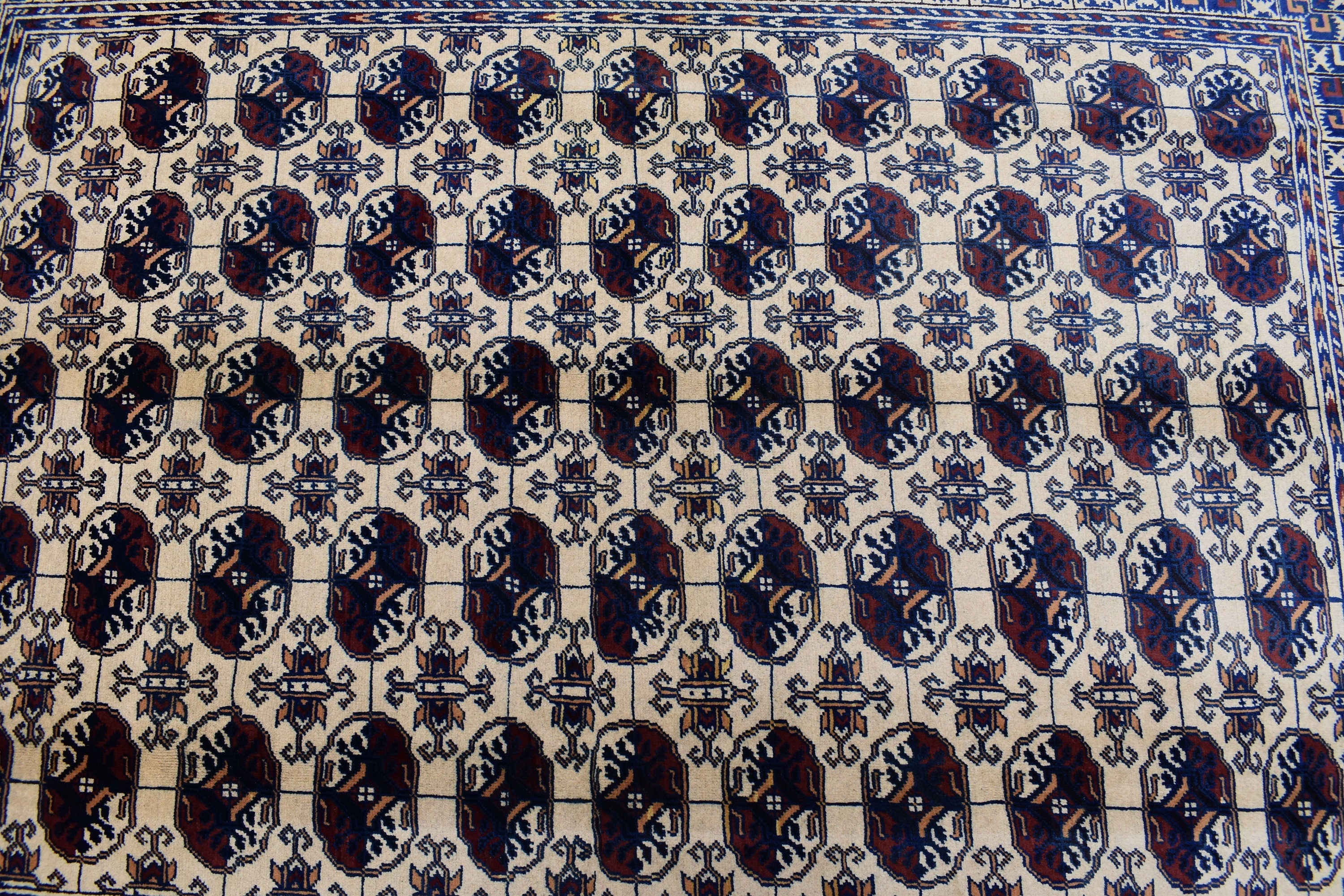 5x7Ft, Afghan Handmade Tribal Rug, Turkmen Wool Area Rug, High Pile Rug, Perfect for Living Room, Bedroom Rug, Oriental Pattern 207x152 cm