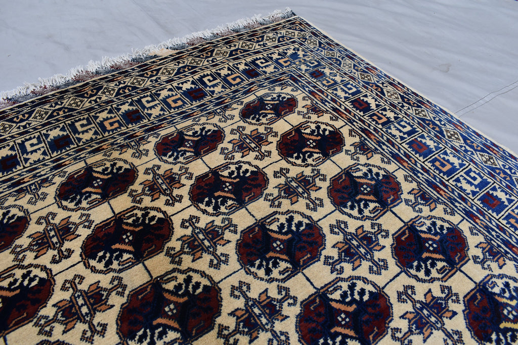 5x7Ft, Afghan Handmade Tribal Rug, Turkmen Wool Area Rug, High Pile Rug, Perfect for Living Room, Bedroom Rug, Oriental Pattern 207x152 cm