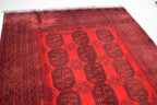10x7 Afghan Elephant Foot Print Vintage Rug Turkmen, Geometric Pattern, Bedroom Rug, Handwoven Afghan Wool Rug, Living Room Rug, 9.9x6.7 ft