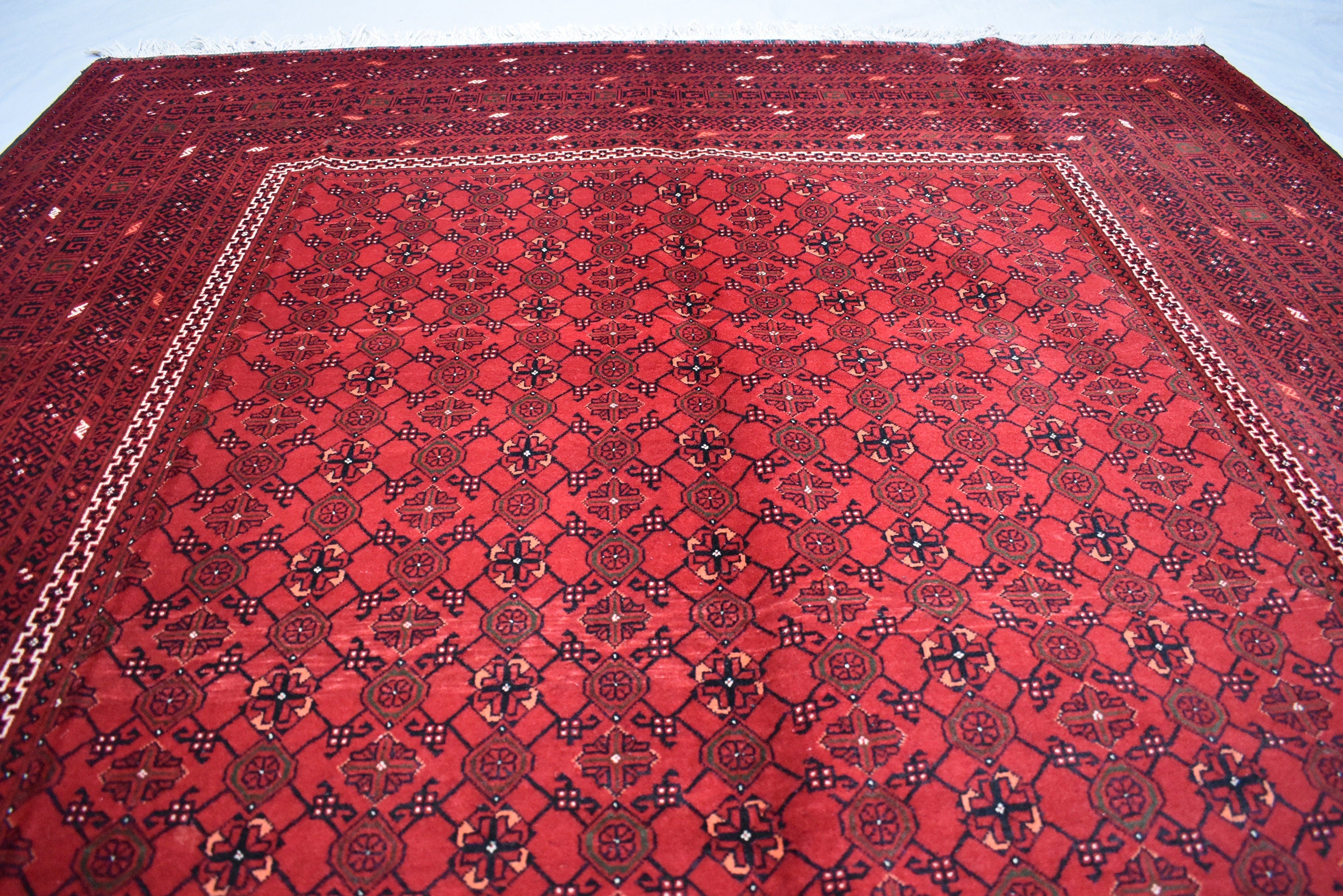 9.10 x 6.7 Ft Afghan Handmade Bashiri Rug Turkmen Wool 100% Rug Turkmen Vintage Rug Living Room Rug