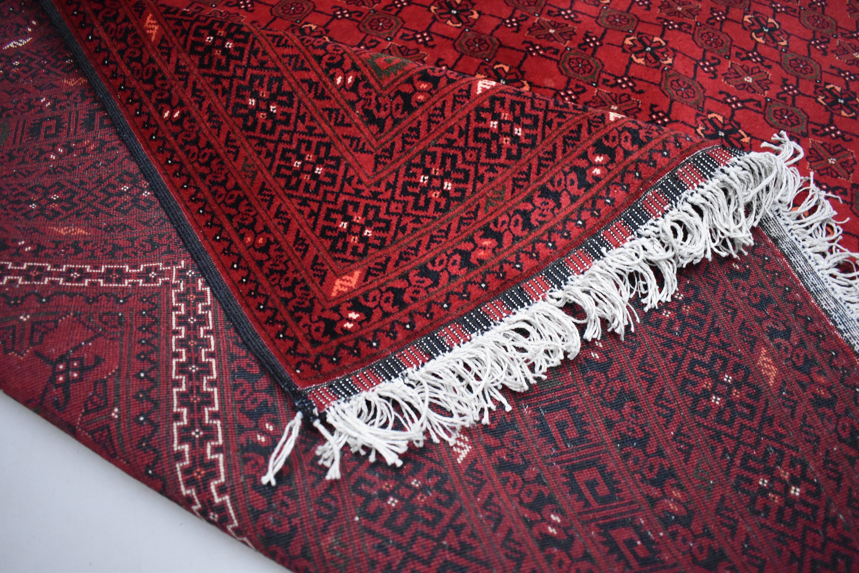 9.10 x 6.7 Ft Afghan Handmade Bashiri Rug Turkmen Wool 100% Rug Turkmen Vintage Rug Living Room Rug