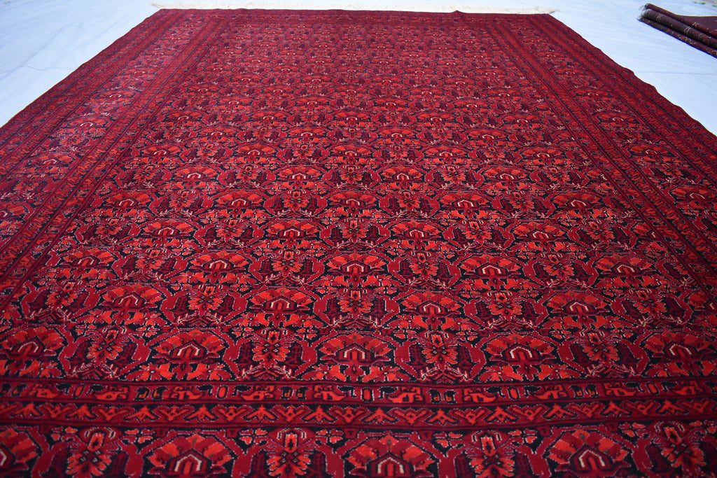 10x12Ft, Handmade Tribal Wool Rug – Hand-Knotted Flat Weave Marchak Gul Area Carpet, Boho Bedroom Rug, Large Wool Floor Decor 364x296cm