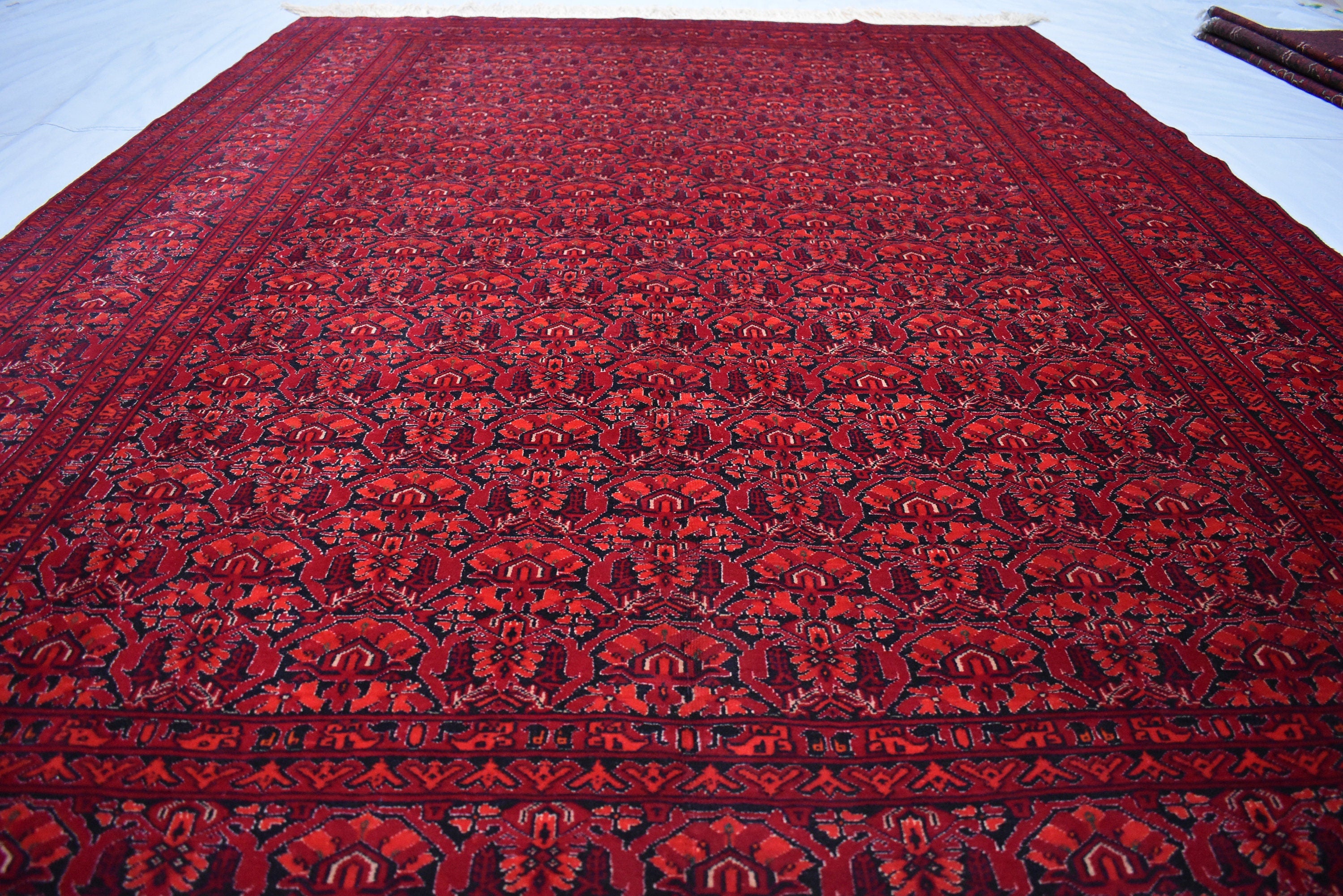10x12Ft, Handmade Tribal Wool Rug – Hand-Knotted Flat Weave Marchak Gul Area Carpet, Boho Bedroom Rug, Large Wool Floor Decor 364x296cm