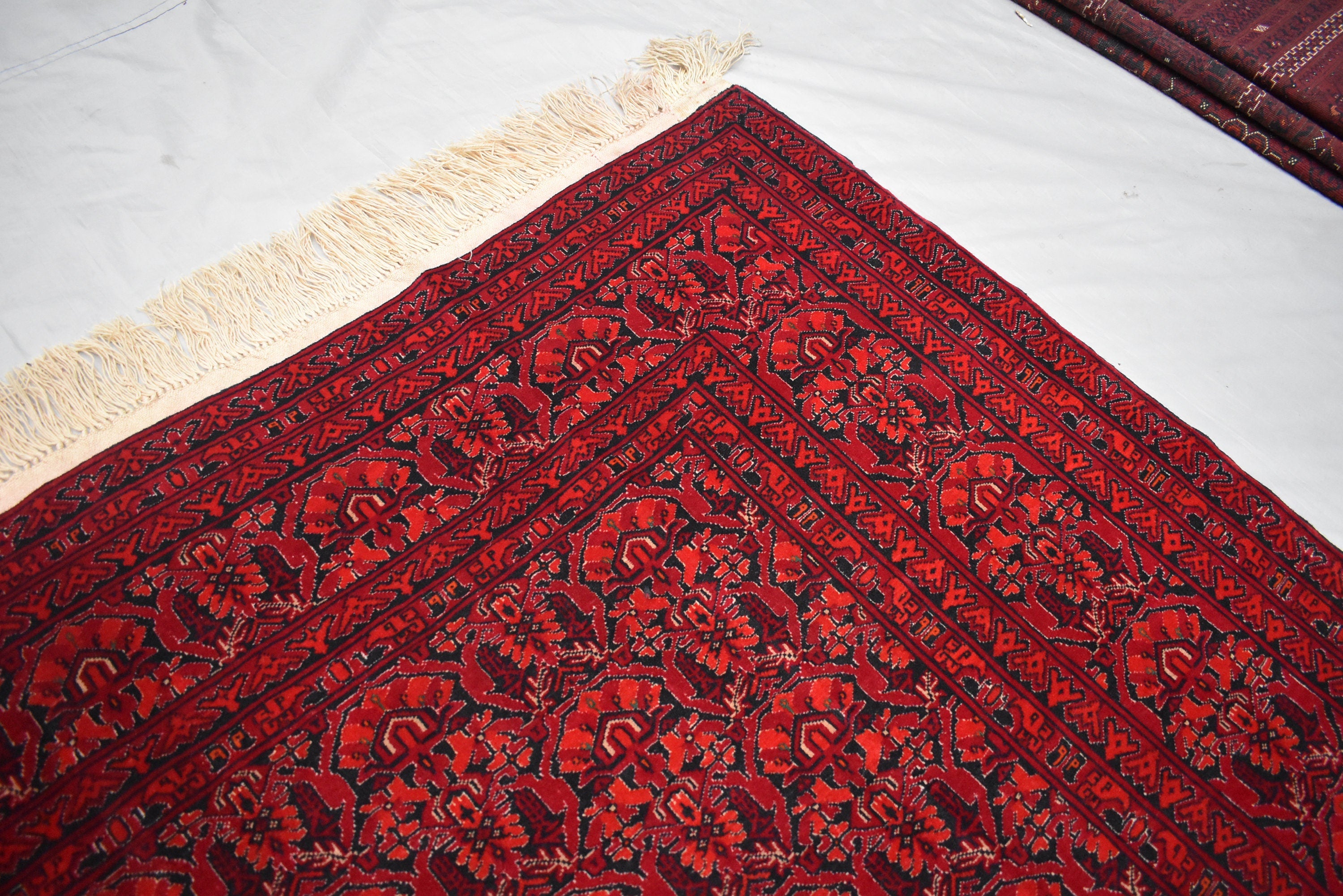 10x12Ft, Handmade Tribal Wool Rug – Hand-Knotted Flat Weave Marchak Gul Area Carpet, Boho Bedroom Rug, Large Wool Floor Decor 364x296cm