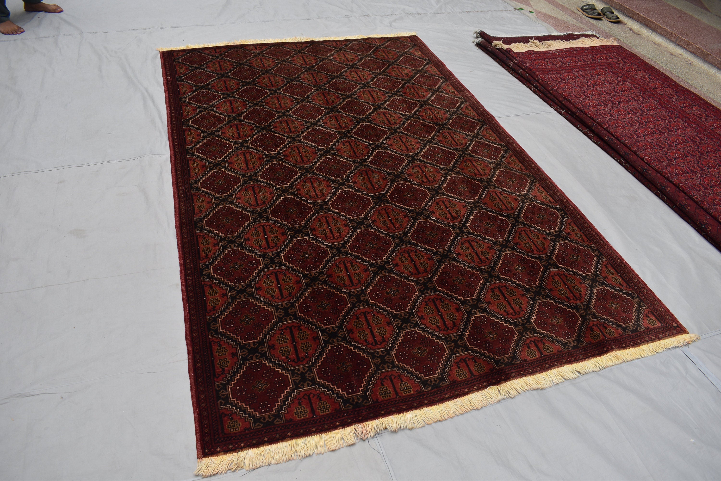 8.0 x 6.0 Ft Tekke Turkmen Oriental Bedjar Wool Rug Living Room Rug Bedroom Rug Antique Hand knotted Wool Rug Vintage Rug