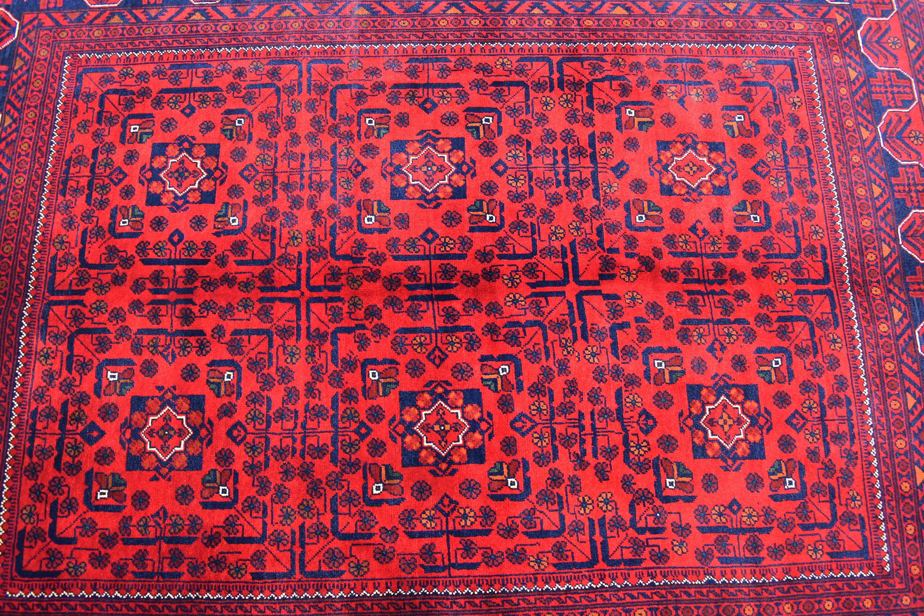 5x7 Afghan Bukhara Rug, Afghan Handmade Wool Rug, Oriental Turkoman Hand-knotted Wool Rug, Living Room Rug, Bedroom Rug, Afghan Rug