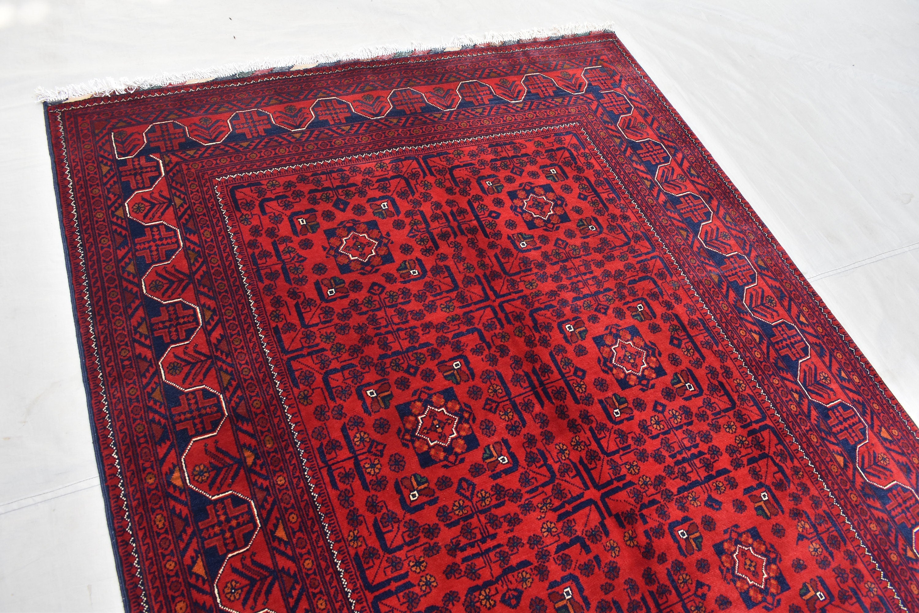 5x7 Afghan Bukhara Rug, Afghan Handmade Wool Rug, Oriental Turkoman Hand-knotted Wool Rug, Living Room Rug, Bedroom Rug, Afghan Rug