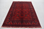 6.11 x4.10 Ft Afghan Bukhara Rug, Afghan Handmade Wool Rug, Oriental Turkoman Hand-knotted Wool Rug, Living Room Rug, Bedroom Rug Afghan Rug