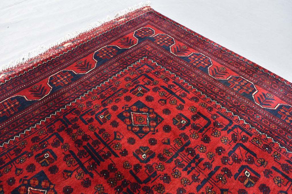 6.11 x4.10 Ft Afghan Bukhara Rug, Afghan Handmade Wool Rug, Oriental Turkoman Hand-knotted Wool Rug, Living Room Rug, Bedroom Rug Afghan Rug