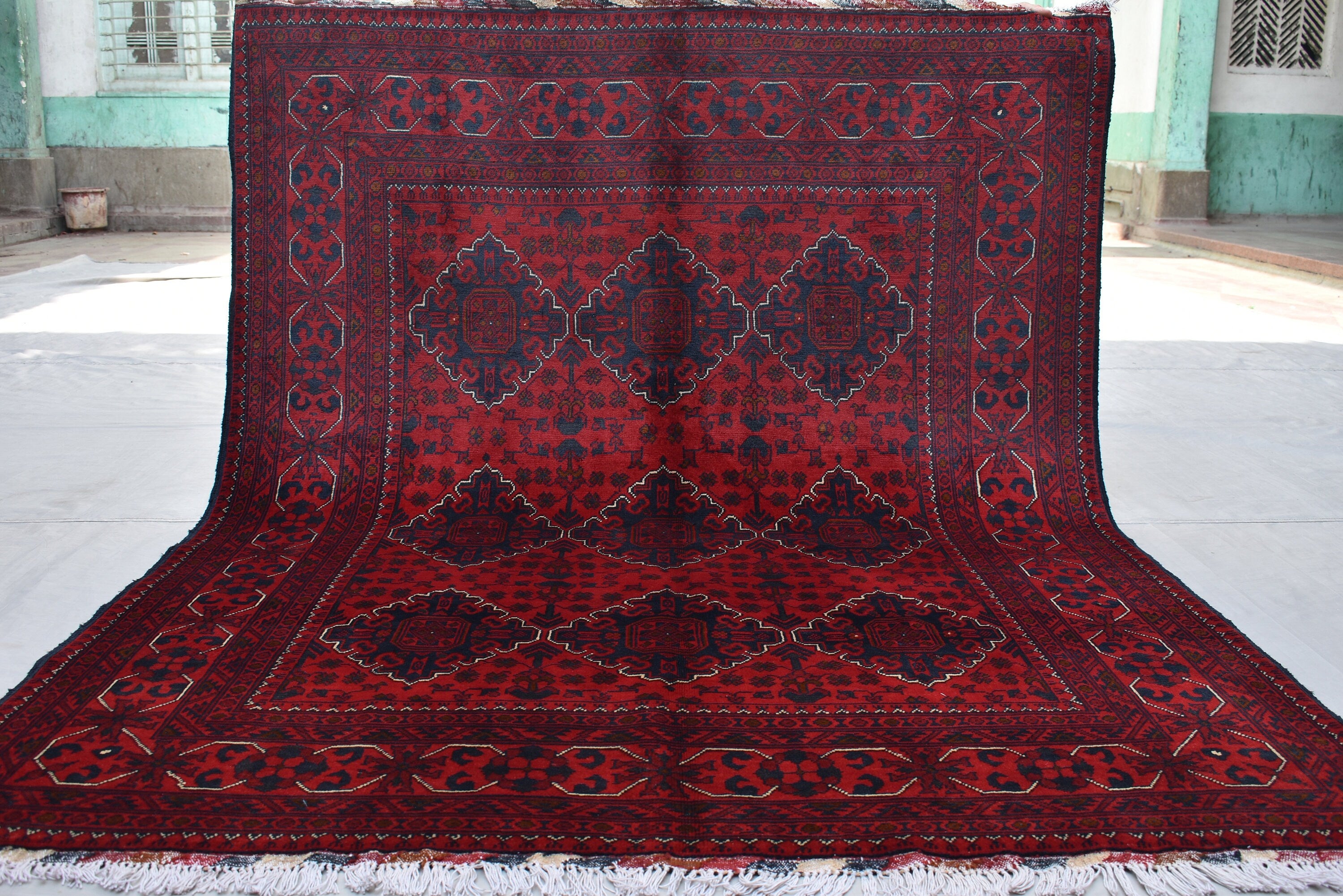 5×7 Afghan Bukhara Rug, Afghan Handmade Wool Rug, Oriental Turkoman Hand-knotted Wool Rug, Living Room Rug, Bedroom Rug, Afghan Rug