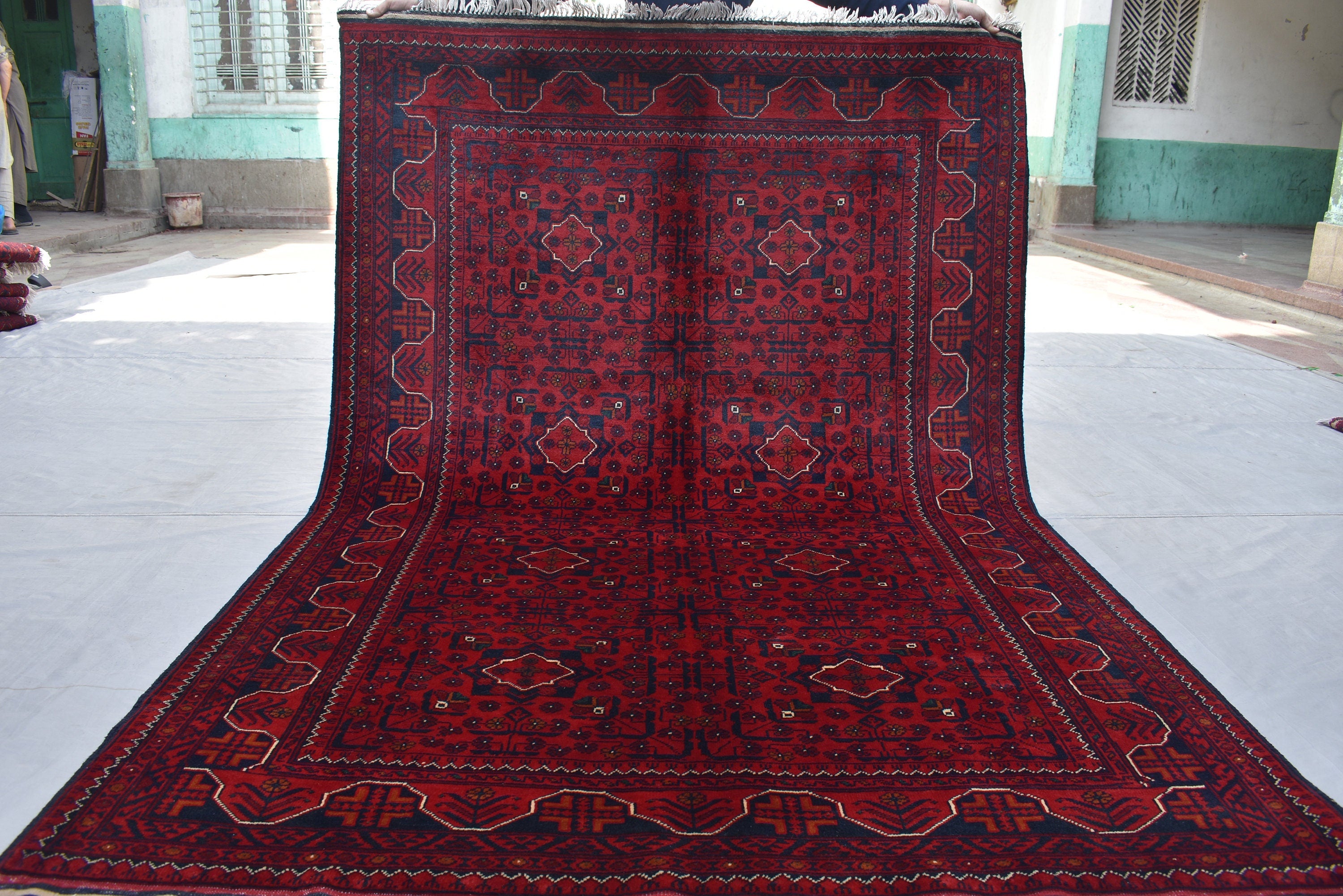 7.5×4.11 Ft Afghan Bukhara Rug, Afghan Handmade Wool Rug, Oriental Turkoman Hand-knotted Wool Rug, Living Room Rug, Bedroom Rug, Afghan Rug