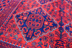5x7 Handmade Bukhara Afghan Rug–Rich Red & Navy Blue Tribal Design, Premium Wool, Traditional Floor Carpet, Boho Living Room Decor 6.11x5.1
