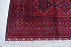 5x7 Handmade Bukhara Afghan Rug–Rich Red & Navy Blue Tribal Design, Premium Wool, Traditional Floor Carpet, Boho Living Room Decor 6.11x5.1