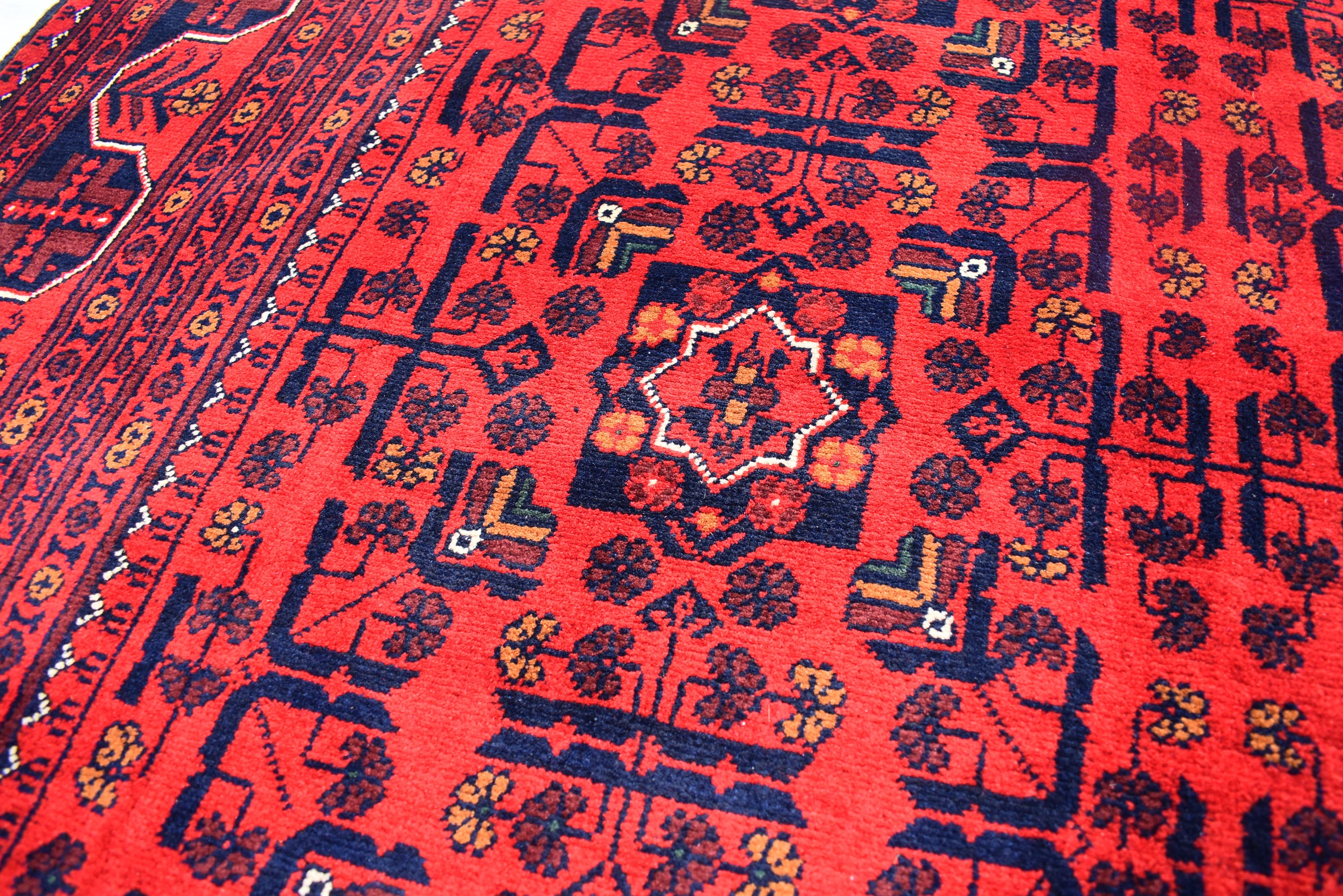 5x7 Medium Size Handmade Bukhara Rug–Vintage Red Wool Area Rug–Oriental Afghan Carpet–Traditional Boho Home Decor–Persian Style Rug4.11x6.11