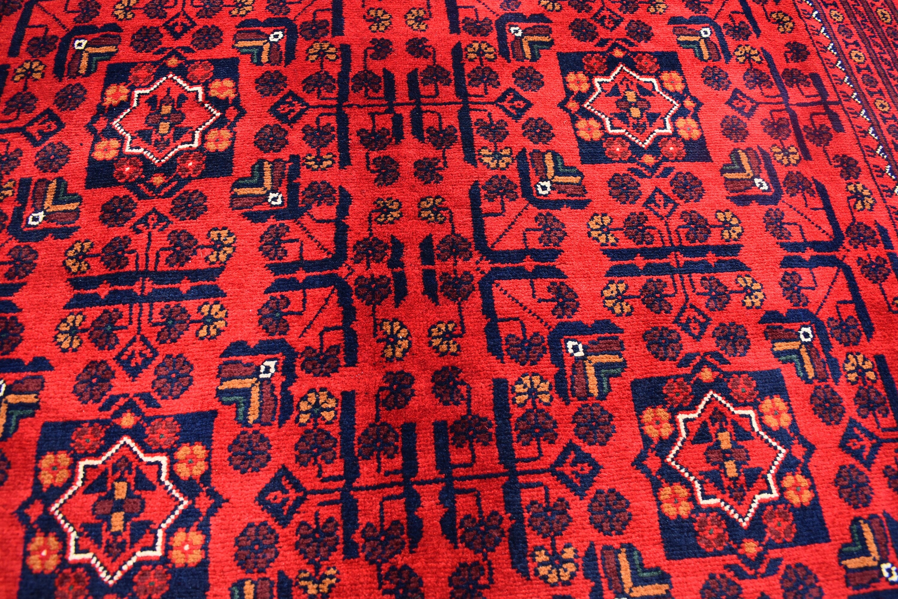 5x7 Medium Size Handmade Bukhara Rug–Vintage Red Wool Area Rug–Oriental Afghan Carpet–Traditional Boho Home Decor–Persian Style Rug4.11x6.11