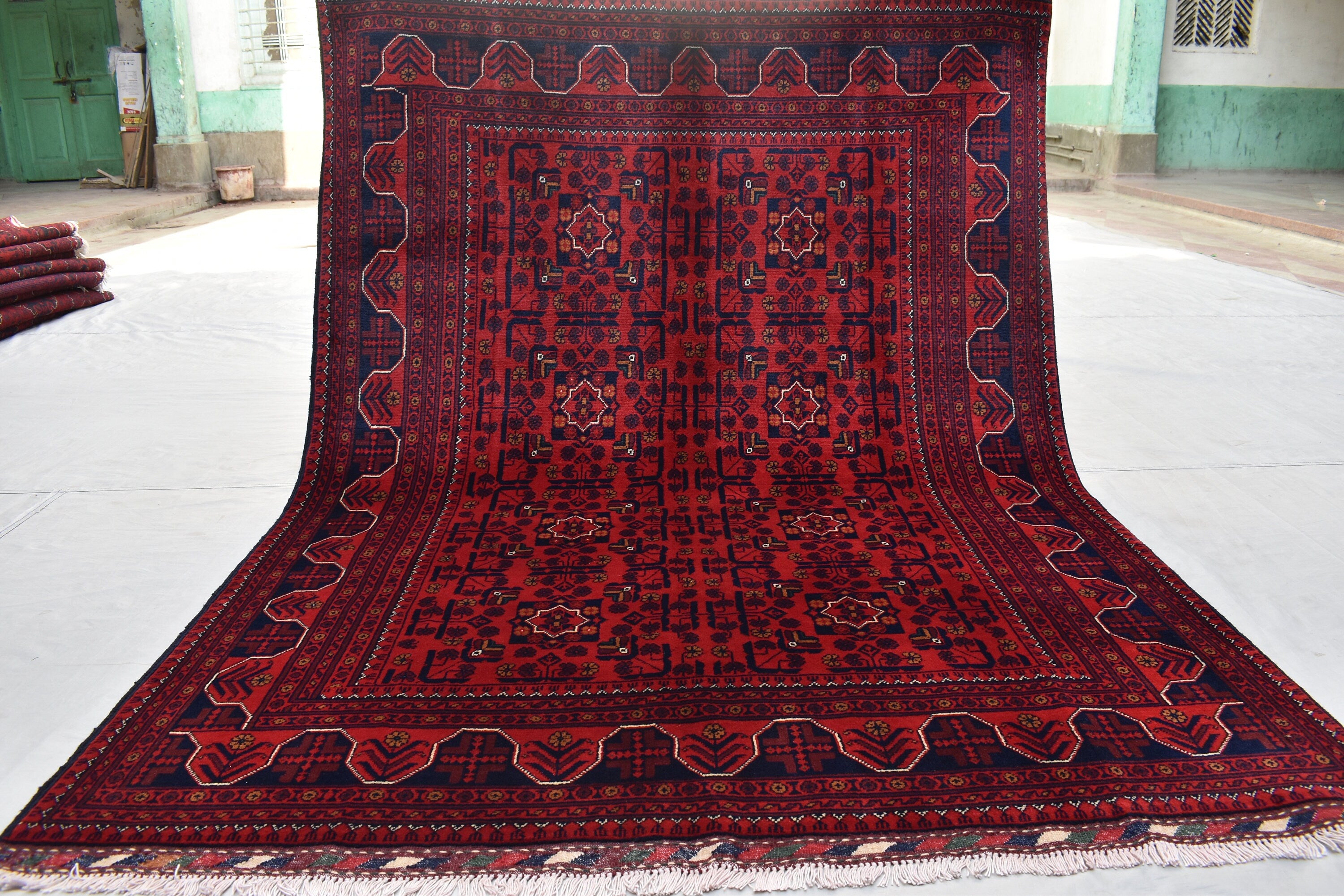 5x7 Medium Size Handmade Bukhara Rug–Vintage Red Wool Area Rug–Oriental Afghan Carpet–Traditional Boho Home Decor–Persian Style Rug4.11x6.11